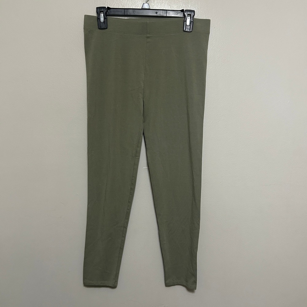 LOFT Leggings Women L Olive Green Cotton Spandex Stretch Comfy Yoga Loungewear